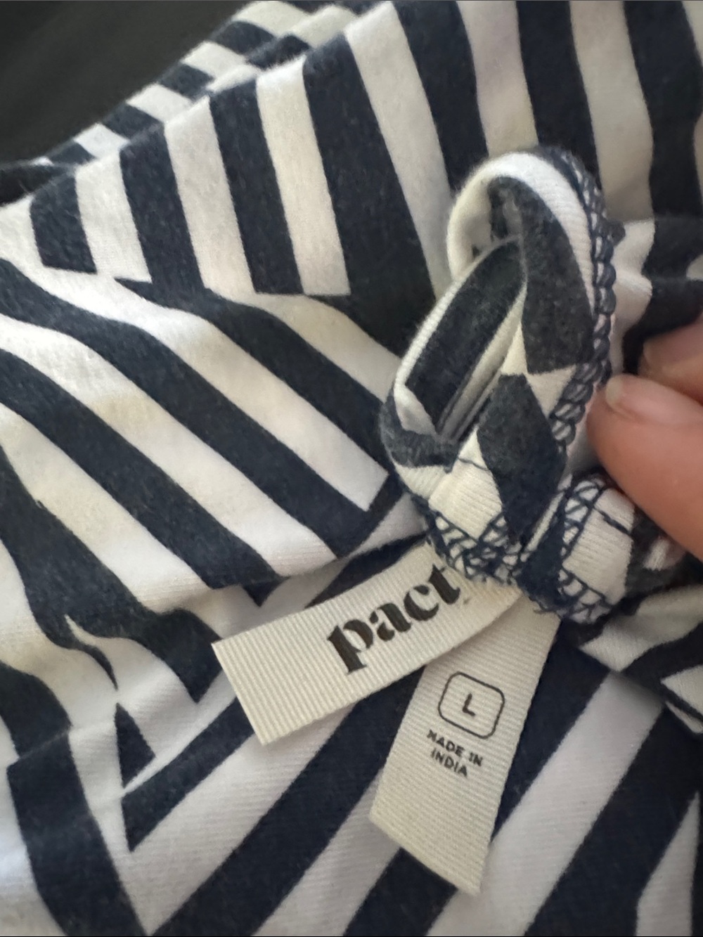 Pact Organic Cotton Fit & Flare Midi Dress Cool Mixed Stripe L Shelf Bra Pockets - Picture 5 of 8